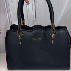 Versace Jeans Collection Black Satchel with Gold Accents